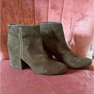 MIA Olive Green Suede Ankle Boots